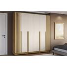 Guarda Roupa Casal 6 Portas (2 Ripadas) e 4 Gavetas Jamile Cinamomo/Off White - ACP Guarda Roupa Casal 6 Portas (2 Ripadas) e 4 Gavetas Jamile Cinamomo/Off White - ACP