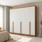 Guarda-Roupa Casal 6 Portas 3 Gavetas 100% MDF Florença Off White/Cerejeira/Nevaska