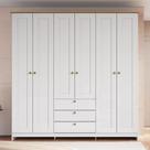 Guarda Roupa Casal 6 Portas 3 Gavetas Americano 182cm Decibal Móveis RP2630 Cor Branco e Marrom