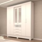 Guarda-roupa Casal 6 Portas 3 Gavetas Capelinha com Espelho 100% MDF 179cm Nerina Espresso Móveis