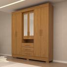 Guarda-roupa Casal 6 Portas 3 Gavetas Capelinha com Espelho 100% MDF 179cm Nerina Espresso Móveis