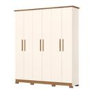 Guarda Roupa Casal 6 Portas 3 Gavetas Cover Off White/Nature