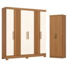 Guarda Roupa Casal 6 Portas 3 Gavetas Francês Cinamomo Off White com Armário Multiuso Margarida Cinamomo - Henn Briz