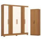 Guarda Roupa Casal 6 Portas 3 Gavetas Francês Cinamomo Off White com Armário Multiuso Margarida Cinamomo - Henn Briz