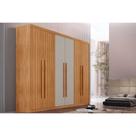 Guarda Roupa Casal 6 Portas (4 Frisadas) e 2 Gavetas Hawaii Naturale/Off White - Rufato