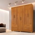 Guarda-Roupa Casal 6 Portas 4 Gavetas 100% MDF Flórida Yescasa Marrom/Cinamomo