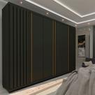 Guarda Roupa Casal 6 Portas 4 Gavetas Absolut New 100% MDF Cinza/Grafite