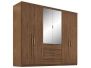 Guarda Roupa Casal 6 portas 4 Gavetas Casal Giardino Nogueira Touch