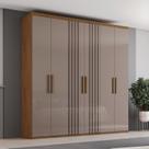 Guarda-roupa Casal 6 Portas 4 Gavetas com Detalhes Ripados Ávila