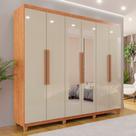Guarda-roupa Casal 6 Portas 4 Gavetas com Espelho com Pés Atlanta 100% MDF