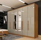 Guarda-roupa Casal 6 portas 4 gavetas Com Espelho Veneza Cinamomo Off Móveis Tcil Guarda-roupa Casal 6 portas 4 gavetas Com Espelho Veneza Cinamomo Off Móveis Tcil