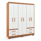 Guarda Roupa Casal 6 Portas 4 Gavetas Com Pés Primacy Freijó Off White