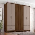 Guarda Roupa Casal 6 Portas 4 Gavetas Externas com Pés e Puxador em MDF Suburban Espresso Móveis