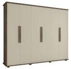 Guarda-Roupa Casal 6 Portas 4 Gavetas Freijó com Off White Canadá - RV Móveis Guarda-Roupa Casal 6 Portas 4 Gavetas Freijó com Off White Canadá - RV Móveis