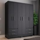 Guarda Roupa Casal 6 Portas 4 Gavetas Primacy Preto/Black Guarda Roupa Casal 6 Portas 4 Gavetas Primacy Preto/Black