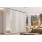 Guarda Roupa Casal 6 Portas (4 Ripadas e 2 c/ Espelho) e 6 Gavetas Oxford Off White - Europa