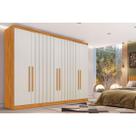 Guarda Roupa Casal 6 Portas (4 Ripadas) e 4 Gavetas Oxford Peroba/Off White - Europa