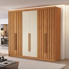 Guarda Roupa Casal 6 Portas 4 Ripadas Portugal 100% MDF Cinamomo e Off White Marrom Guarda Roupa Casal 6 Portas 4 Ripadas Portugal 100% MDF Cinamomo e Off White Marrom