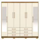 Guarda-roupa Casal 6 Portas 6 Gavetas 100% Mdf Espelho Cadence Nature-champagne Guarda-roupa Casal 6 Portas 6 Gavetas 100% Mdf Espelho Cadence Nature-champagne