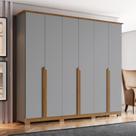 Guarda Roupa Casal 6 Portas 6 Gavetas Andréas Henn Cinza Com Nature