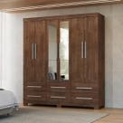 Guarda-Roupa Casal 6 Portas 6 Gavetas com Espelho 100% MDP Grande Organizador para Quarto