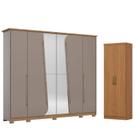 Guarda Roupa Casal 6 Portas 6 Gavetas Dubai D322 Avelã Nature com Armário Multiuso Margarida Cinamomo - Henn