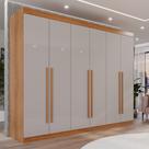 Guarda Roupa Casal 6 Portas 6 Gavetas Gramado 100% MDF Marrom/Cinamomo/Off White
