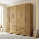 Guarda-Roupa Casal 6 Portas 6 Gavetas Ripado 100% MDF Real