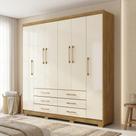 Guarda-Roupa Casal 6 Portas 6 Gavetas Ripado 100% MDF Real