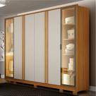 Guarda Roupa Casal 6 Portas 6 Gavetas Vidro Reflecta e LED 100% MDF Prime