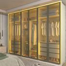 Guarda-roupa Casal 6 Portas 6 Portas Reflecta com Led com Pés 100% Mdf Lumina