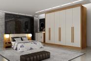 Guarda Roupa Casal 6 Portas 8 Gavetas - Maldivas-Cumaru/Fendi - Móveis Novo Horizonte