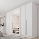 Guarda Roupa Casal 6 Portas 8 Gavetas Puxador MDF 270cm com Espelho Portugal Yescasa