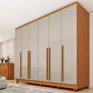 Guarda Roupa Casal 6 Portas 8 Gavetas Puxador MDF 270cm com Pés Portugal Yescasa