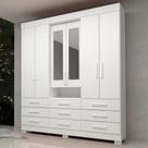 Guarda-roupa Casal 6 Portas 9 Gavetas Capelinha com Espelho 100% MDF 179cm Nerina Espresso Móveis Guarda-roupa Casal 6 Portas 9 Gavetas Capelinha com Espelho 100% MDF 179cm Nerina Espresso Móveis
