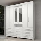 Guarda-roupa Casal 6 Portas 9 Gavetas Capelinha com Espelho 100% MDF 179cm Nerina Espresso Móveis