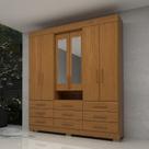 Guarda-roupa Casal 6 Portas 9 Gavetas Capelinha com Espelho 100% MDF 179cm Nerina Espresso Móveis