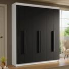 Guarda-Roupa Casal 6 Portas Batentes Branco/Preto/Preto Saturno Madesa