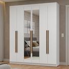 Guarda-Roupa Casal 6 Portas Batentes com Espelho Branco/Branco/Rustic Netuno Madesa