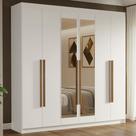 Guarda-Roupa Casal 6 Portas Batentes com Espelho Branco/Branco/Rustic Venus Madesa