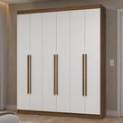 Guarda-Roupa Casal 6 Portas Batentes Rustic/Branco/Rustic Netuno Madesa
