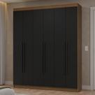 Guarda-Roupa Casal 6 Portas Batentes Rustic/Preto/Preto Netuno Madesa
