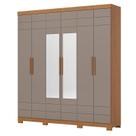 Guarda Roupa Casal 6 Portas Com 2 Espelhos 2 Gavetas Flora D215 Cinamomo Avelã - Henn