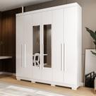 Guarda-Roupa Casal 6 Portas com Espelho 199cm Willow Espresso Móveis Branco