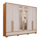 Guarda Roupa Casal 6 Portas com Espelho 3 Gavetas 220cm em MDF NT6035E Freijó/Off White - Notável