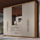 Guarda Roupa Casal 6 Portas Com Espelho e 4 Gavetas Jersey