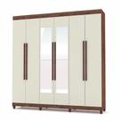 Guarda Roupa Casal 6 Portas com Espelho Elegance 1003791 Imbuia Champanhe Vila Rica