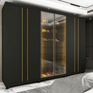 Guarda Roupa Casal 6 Portas Com Led Absolut Reflecta Grafite - Gelius