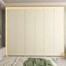 Guarda-Roupa Casal 6 Portas com LED com Pés 100% MDF Lumina Off White Guarda-Roupa Casal 6 Portas com LED com Pés 100% MDF Lumina Off White