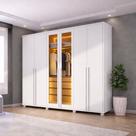 Guarda-Roupa Casal 6 Portas com LED e Vidro Reflecta 5 Gavetas Bélgica